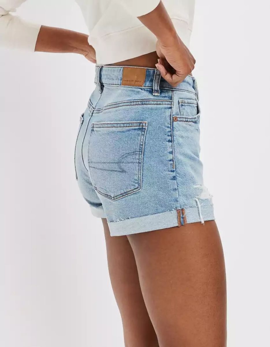 Shorts American Eagle AE Strigid Denim Mom Lavage Clair Femme | LDM-59856312